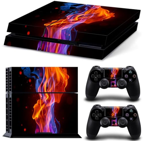 Autocollant de Peau de PS4, Wondder Autocollant Protecteur de Peau de Décalque de Vinyle pour la Console de PS4 + 2 Peaux de Contrôleur + 2 x Poignées de Pouce de Silicone (Couleur 14)