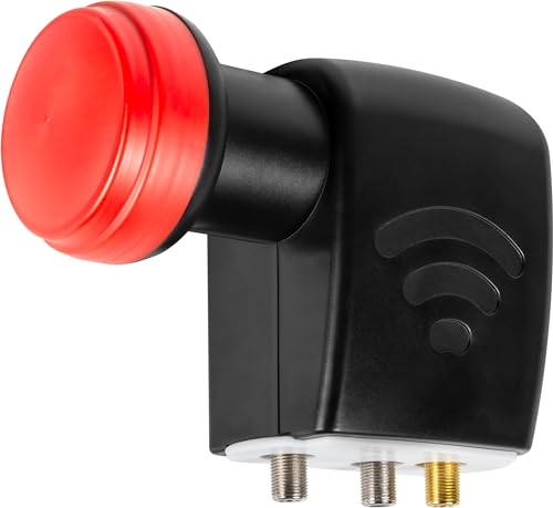 Megasat Diavolo Unicable I, 2 × Legacy – LNB (für bis zu 4 Unicable-Receiver, 2 Legacy-Ausgänge für Receiver-Direktbetrieb) – Schwarz/Rot