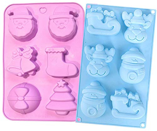 Sinwind Weihnachtsformen, Silikonformen, 2 Stück, Kekse, Weihnachtskuchen, Schokolade, Basteln, Eiswürfelform, Pudding, Jello, Seife, Muffins, Kerzen, Silikon