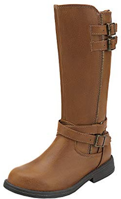 DREAM PAIRS Kids Stivali al Ginocchio Moda Equitazione con Zip Laterale per Ragazze Polacchini Comodi Stivaletti Bambina,Size 30,Abbronzatura,LUCKID-03