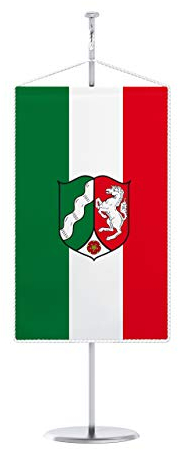 Vispronet® 15 x 25 cm Nordrhein-Westfalen Tischbanner Bundesländerfahnen Set ✓ Fahne & Chrom-Ständer ✓ Kordel-Rand