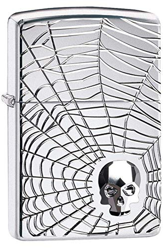 ZIPPO – Gold Skull Design - High Polish Chrome, Armor – Sturmfeuerzeug, nachfüllbar, in hochwertiger Geschenkbox