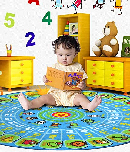 Love Home Lernen & Spielen Runder Teppich,bequemen-weich & Dick Spielzimmer Teppiche ABC Alphabet Pädagogische Teppiche Baby-Geschenk Spielmatte Für Kinder-a 200x200cm(79x79inch)