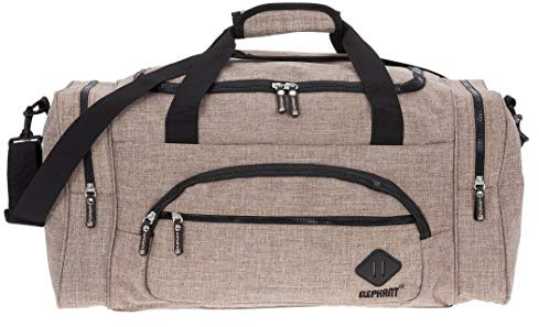 Sporttasche Männer Frauen groß Elephant Vintage Big Patch 50 Liter 65 cm Tasche Reisetasche Saunatasche 5686 + Flasche (Beige)