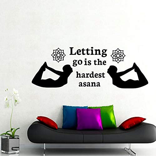 NSRJDSYT Loslassen ist das Schwierigste Asana Yoga Wandaufkleber Wohnzimmer Vinyl abnehmbare Gumnast Silhouette Home Decor 59x21cm