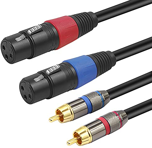 YABEDA Cavo da XLR a RCA, resistente doppio XLR femmina a doppio RCA HiFi Stereo Audio Collegamento Microfono Cavo di Interconnessione - 3 piedi