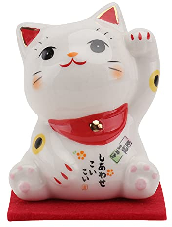 Abaodam Statuette de Chat Porte- en céramique pour décoration de Table Feng Shui