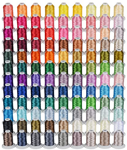 Simthread Polyester Maschinen Stickgarn 108 Farben, 800 Yards Schnappen Spulen, für professionelles Stickdesign