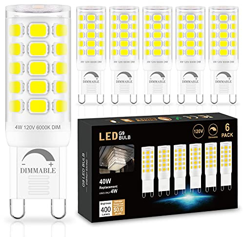 Sailstar Dimmable G9 LED Bulb 4W (40 Watt Equivalent) Halogen 6 Pack 6000K
