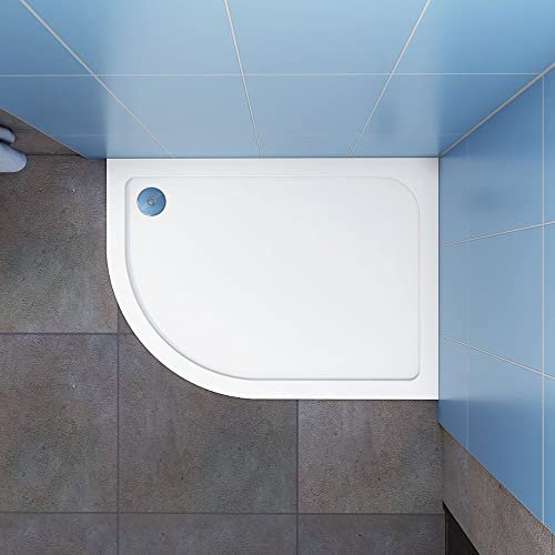 Acezanble 900x760x30mm Quadrant Stone Resin Left Entry Shower Tray + Free Waste