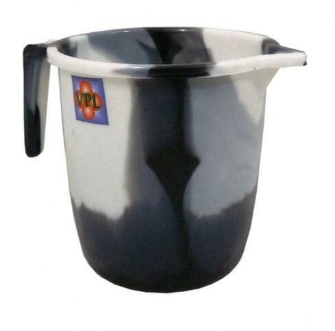 Tie Dye Design 1.5 Litre Plastic Water Jug with Handle and Spout Kitchen Plastic Mugs for Bathroom, Hair Washing Jug (Black) (3)