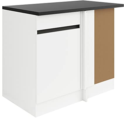 idealShopping GmbH Küchen Eckunterschrank mit Arbeitsplatte Luca UEL106-0+ in weiß matt 100 cm breit