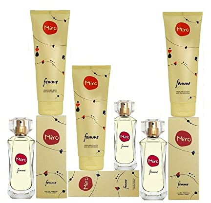 Miro FEMME Eau de Parfum Spray 3 x 50 ml + 3 x Bath & Shower Gel 250 ml
