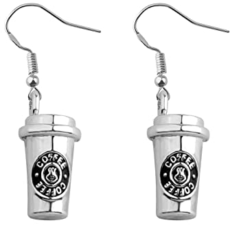 MYSOMY Coffee Cup Dangle Earrings Coffee Lovers Gifts for Women Coffee Mug Earrings Dangle Coffee Charm Earring Drop Dangle (Earrings)