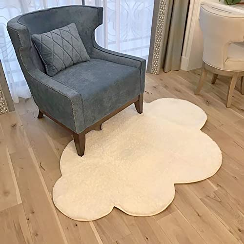 ZYFAB Teppiche für Kinder, Wolkenform, Baby-Krabbelteppich, Teppich, Outdoor- und Innenbereich, Plüsch, weich, rutschfest, Kinderzimmerdekoration, Teppiche, weiß, 60 x 90 cm