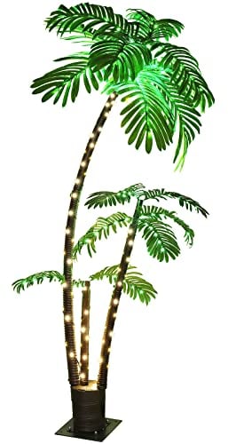 Palmier Lumineux de 1,8 m, 1,9 m, 6 m, décoration de Noël, Faux Arbres artificiels à Del Lumineux pour extérieur, terrasse, Cour, fête Tropicale, Piscine