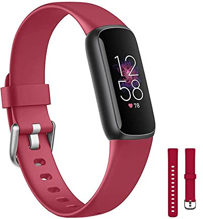 honecumi Bracelet Compatible avec Fitbit Luxe Bracelet Hommes Femmes, Fitbit Luxe Souple Silicone Classiques Reglables Sport Bracelet Accessoires Élégant sangle, Petit/Rouge