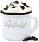 Emaille Tasse Blechtasse - Karneval Fasching Tassen - Schoki & Milky Partner Kostüm - Schokoladen-Riegel Chocolate Riegel Schoki Schokoriegel Milk Schokoladenriegel Karnevalumzug - 300 ml - Weiß