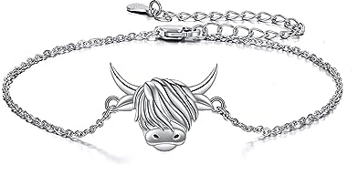 YAFEINI Highland Cow Armband Sterling Silber Highland Cow Armband Schottischer Schmuck für Frauen Mädchen Geschenke