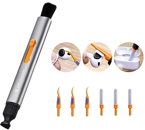 K&F Concept 7-in-1 Lens Wireless Earbuds Cleaning Pen, with Flocking Sponge*3, Stripper*3, Cleaning Pen Cleaning Brush Earphones Cleaner Accessories, for Dust Removal Lens Earbuds Mobile Phone