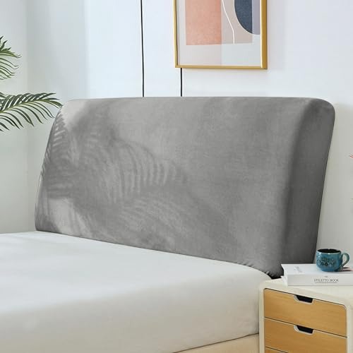 Yidaxing Bettkopfteil Hussen Bett Kopfteil Bezug, Weicher Strecken Samtstoff Staubdicht, Staubdichte Schutzhülle für gepolsterte Schlafzimmer Kopfteil(120-140cm,Hellgrau)
