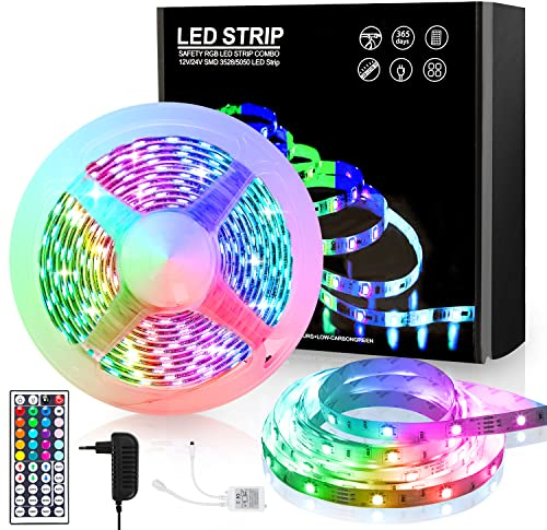 Cecaylie LED Streifen, 3m RGB LED Band mit Fernbedienung, Dimmbar für Zuhause, Schlafzimmer, Küche, Party