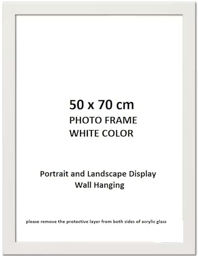 DECORO 50x70cm White Frame | 500x700 Poster Frame | 500x700mm Wooden Photo Frame | Large White Picture Frames 50 x 70cm| 50x70cm Photo Frames | 500x700 White Frame