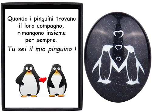 Merclix Pinguino Pietra Regali Per Lei Fidanzata Regali Per Lui Fidanzato Regali Di Coppia Natale Regalo Anniversario Per Lui/Lei Regalo Anniversario Matrimonio Moglie Marito San Valentino Compleanno