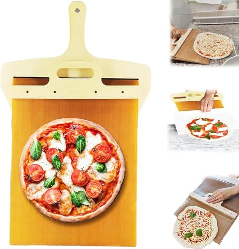 Pala per pizza scorrevole, pala per pizza Effesto, la buccia per pizza che trasferisce la pizza perfettamente, antiaderente con manico, lavabile in lavastoviglie, per forni interni ed esterni