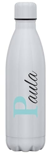 C&P Botella personalizada con nombre, Botella de agua acero inoxidable térmica de doble Capa bebidas frías 24h y Calientes 12h, Capacidad 500 ml (ELIGE COLOR)