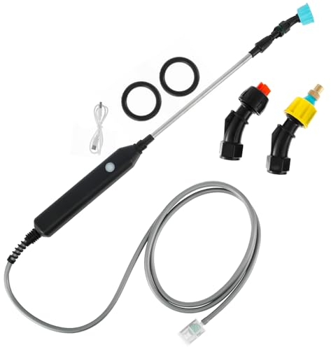 Elektrischer Gartensprüher mit 3 m Schlauch und 3 verstellbaren Düsen, elektrisch, Dach, wiederaufladbar, für Bewässerung, Autowäsche (5 m)
