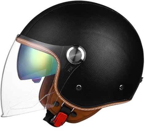 Casque Moto Jet Rétro Demi-Visage ECE Homologué Casque Vintage Casque Face Ouverte Casque 3/4 Open Face Moto Casque De Protection Ouvert Adulte Casque Mobylette Bols 7,S