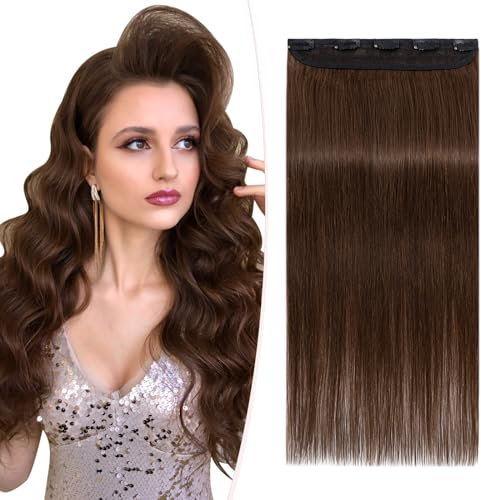 SEGOHAIR Clip in Extensions Echthaar,1 Teilig 5 Clip in Extensions Haarteil 100% Remy Echthaar Glatt Echthaar Extensions Clip,30cm 40g Dunkelschokoladenbraun Für Voluminöses Haar