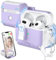 MHYALUDO Custodia per AirPods 3 generazione, Compatibile con Magsafe, Chiusura Magnetica Automatica, Porta di Ricarica Antipolvere e Design Supporto con Kit di Pulizia, Bianco Neve/Viola Uva