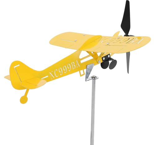 Flugzeug-Wetterfahne, Metallgarten, Rotierendes Flugzeug, Windspiel, Flugzeug-Windmühle, Wetterfahne, Flugzeug-Windrad für Outdoor, Hof, Kunst, Dekor, Skulptur