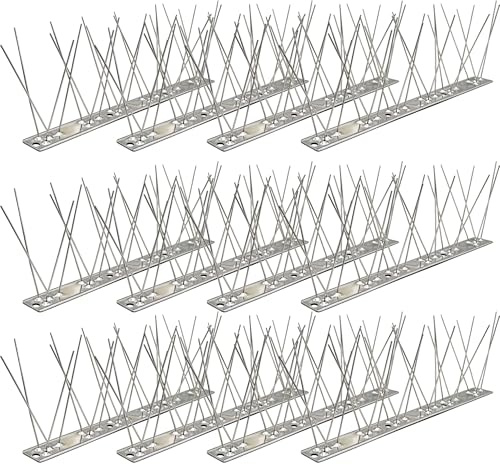 KOKMEYA Pics Anti Pigeon INOX (3m, 12 pcs à 25cm) - Kit Répulsif Oiseaux 304 avec 24 Vis & 24 Colliers - pour Balcon, Gouttière, Toit & Fenêtre - Contre Corbeaux