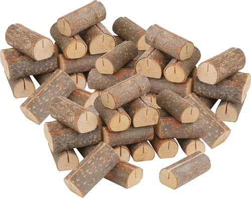 VBS XXL Kartenhalter Baumstamm Holzoptik 5,5x3cm Weihnachtsdeko Memo-Clip Tischdeko Platzkartenhalter Gesteckhalter 60 Stück