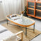 FAME HOME Ovaler Couchtisch aus Glas, Tischplatte aus gehärtetem und Metallrahmen, Cocktailtisch, Beistelltisch für kleinen Raum, Wohnzimmer, Schlafzimmer, Möbel, Glas-Couchtisch, Eisglas (Ice Glass)