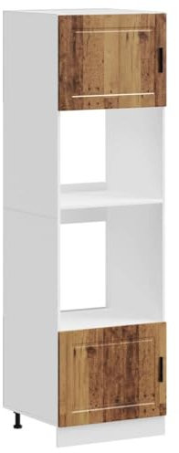 vidaXL Porto Oven Cabinets 2 Pcs - Brown Modern Kitchen Storage Unit - Engineered Wood, 60x57x207 cm - Adjustable Feet