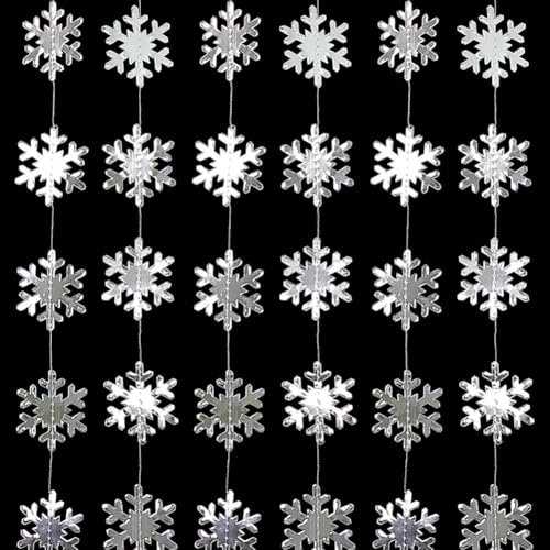 4 Stück kleine Papier-Schneeflocken-Girlande, Winter-Thema, Tür, Fenster, Banner, silberfarbene Schneeflocken-Luftschlangen, Eiskönigin, Geburtstagsparty-Girlande, dekorative Feiertags-Girlande,