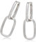 925 Sterling Silver Earrings, Double Ring Oval Huggie Hoop Earrings, Small Silver Sleeper Earring with Geometric Drop Earring, Paperclip Link Chain Earring, for Women Gifts (Sliver)