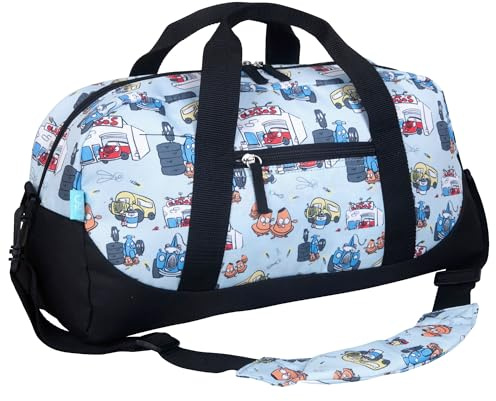 Wildkin Kids Overnighter Duffel Bag for Girls – Carry-On Size, Ideal for School & Sleepovers, Jo's Garage, 18 x 9 x 9, School