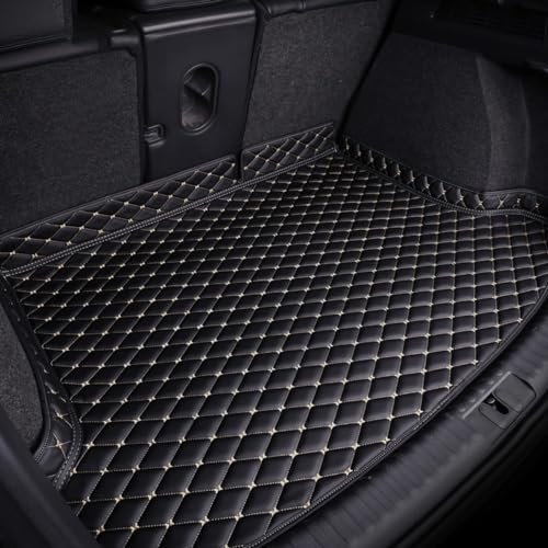 HONEHOY Coche Cuero Alfombrillas Maletero, para Audi Q7 Seven-Seater 2006-2015 (with guardrail on The Left) Tronco Bandeja Protectora, Maletero Antideslizante Alfombra,E-High-Sided Version