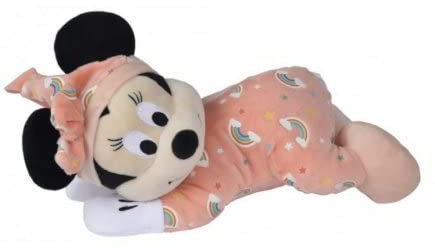 Peluche Minnie phosphorescente Orange 33 cm - Brille dans la Nuit, sans Pile - Set Doudou Bebe Fille et Une Carte Offerte