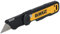 DeWALT Push and Flip Folding Utility Knife Engineered with a Metal Handle for Durability high-Performance Pocket Clip and Integrated Tether Hole Ideal When Working at Height Supplied with 1 Blade