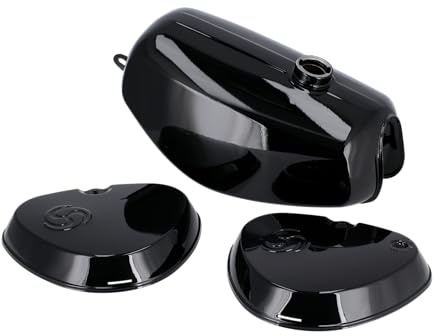 Set: Tank + eckige Seitendeckel, Schwarz - Simson S51, S70