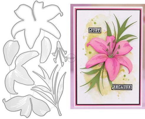 DzIxY Metall-Stanzformen für Kartenherstellung, Patchwork-Lilien-Motiv, Stanzschablonen-Set für Scrapbooking, Schablonen, Maschinenvorlagen