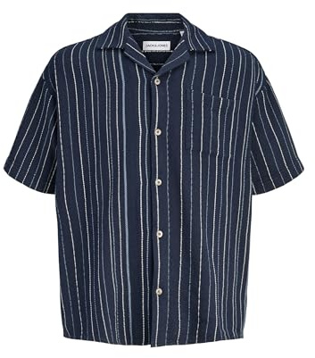 JACK & JONES Herren Jjebradley Striped Resort Shirt Ss Sn