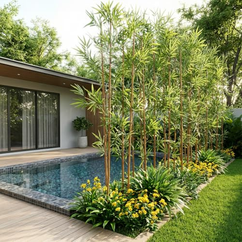VeriNatural Artificial Bamboo Tree, 210cm UV Resistant, 24 Poles | Natural cane stems, flexible PE-leaf branches and a pot-free design suit indoor, garden and commercial displays