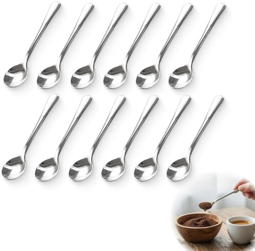 12PCS Cuillères En Acier Inoxydable, 7.5cm, Pour Bocaux À Épices, Idéales Pour Le Sel, Le Sucre, Le Poivre, Les Épices Et Les Desserts, Parfaites Pour Les Verrines Et Autres Utilisations